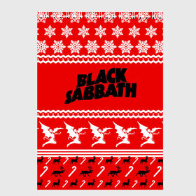 Скетчбук с принтом Праздничный Black Sabbath , 100% бумага
 | 48 листов, плотность листов — 100 г/м2, плотность картонной обложки — 250 г/м2. Листы скреплены сверху удобной пружинной спиралью | Тематика изображения на принте: black sabbath | ozzy osbourne | ангелы | билл уорд | гизер батлер | группа | знак | красный | метал | музыка | надпись | новогодний | новый год | оззи | осборн | песни | праздник | ро | рождество | рок | снежинки