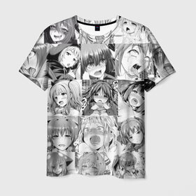 Мужская футболка 3D с принтом Faces from Hentai , 100% полиэфир | прямой крой, круглый вырез горловины, длина до линии бедер | ahegao | anime | kodome | manga | senpai | аниме | анимэ | ахегао | кодоме | манга | меха | сенпай | юри | яой