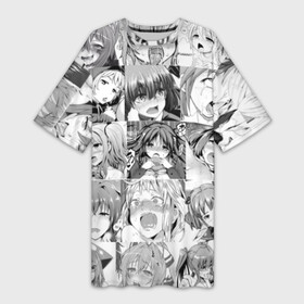 Платье-футболка 3D с принтом Японская анимация ,  |  | Тематика изображения на принте: ahegao | anime | kodome | manga | senpai | аниме | анимэ | ахегао | кодоме | манга | меха | сенпай | юри | яой
