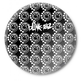 Значок с принтом Blink-182 ,  металл | круглая форма, металлическая застежка в виде булавки | Тематика изображения на принте: blink | альтернативный рок | блинк | группа | марк хоппус | музыка | мэтт скиба | надпись | панк | панк рок | песни | поп панк | рок | скейт панк | смайл | смайлик | трэвис баркер