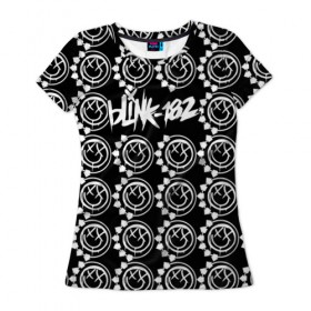 Женская футболка 3D с принтом Blink-182 , 100% полиэфир ( синтетическое хлопкоподобное полотно) | прямой крой, круглый вырез горловины, длина до линии бедер | blink | альтернативный рок | блинк | группа | марк хоппус | музыка | мэтт скиба | надпись | панк | панк рок | песни | поп панк | рок | скейт панк | смайл | смайлик | трэвис баркер