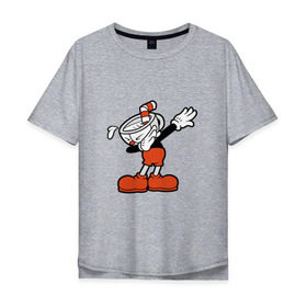 Мужская футболка хлопок Oversize с принтом Cuphead Dab , 100% хлопок | свободный крой, круглый ворот, “спинка” длиннее передней части | Тематика изображения на принте: 