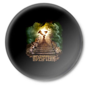 Значок с принтом Led Zeppelin ,  металл | круглая форма, металлическая застежка в виде булавки | led zeppelin | джимми пейдж | джон генри бонэм | джон пол джонс | лед зеппелин | роберт плант