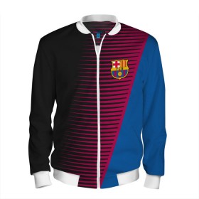 Мужской бомбер 3D с принтом FC Barca 2018 Creative uniform , 100% полиэстер | застегивается на молнию, по бокам два кармана без застежек, по низу бомбера и на воротнике - эластичная резинка | fc | fc barcelona | fcb | барселона | спорт | спортивные | фк | футбол | футбольный клуб