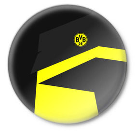 Значок с принтом Borussia 2018 Geometry Sport ,  металл | круглая форма, металлическая застежка в виде булавки | fc |  borussia dortmund | боруссия | спорт | спортивные | фк | футбол | футбольный клуб