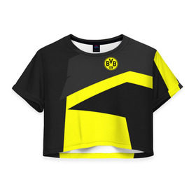 Женская футболка 3D укороченная с принтом Borussia 2018 Geometry Sport , 100% полиэстер | круглая горловина, длина футболки до линии талии, рукава с отворотами | fc |  borussia dortmund | боруссия | спорт | спортивные | фк | футбол | футбольный клуб