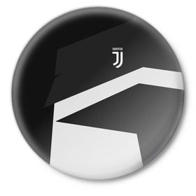 Значок с принтом Juventus 2018 Geometry Sport ,  металл | круглая форма, металлическая застежка в виде булавки | fc | juventus | спорт | спортивные | фк | футбол | футбольный клуб | ювентус