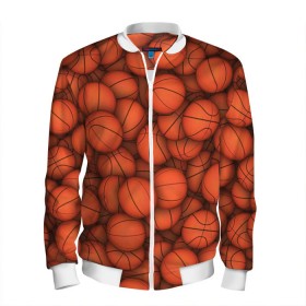 Мужской бомбер 3D с принтом Баскетбольные мячи , 100% полиэстер | застегивается на молнию, по бокам два кармана без застежек, по низу бомбера и на воротнике - эластичная резинка | Тематика изображения на принте: basketball | баскетбол | мяч | мячик | оранжевый | паттерн | спорт | текстура