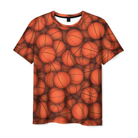 Мужская футболка 3D с принтом Баскетбольные мячи , 100% полиэфир | прямой крой, круглый вырез горловины, длина до линии бедер | basketball | баскетбол | мяч | мячик | оранжевый | паттерн | спорт | текстура