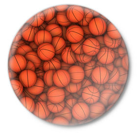 Значок с принтом Баскетбольные мячи ,  металл | круглая форма, металлическая застежка в виде булавки | basketball | баскетбол | мяч | мячик | оранжевый | паттерн | спорт | текстура
