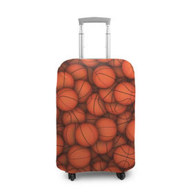 Чехол для чемодана 3D с принтом Баскетбольные мячи , 86% полиэфир, 14% спандекс | двустороннее нанесение принта, прорези для ручек и колес | basketball | баскетбол | мяч | мячик | оранжевый | паттерн | спорт | текстура