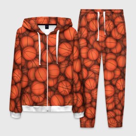 Мужской костюм 3D с принтом Баскетбольные мячи , 100% полиэстер | Манжеты и пояс оформлены тканевой резинкой, двухслойный капюшон со шнурком для регулировки, карманы спереди | basketball | баскетбол | мяч | мячик | оранжевый | паттерн | спорт | текстура