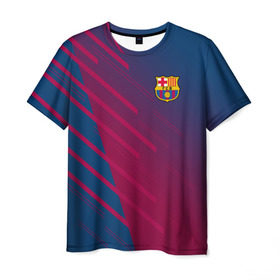 Мужская футболка 3D с принтом FC Barca 2018 Creative uniform , 100% полиэфир | прямой крой, круглый вырез горловины, длина до линии бедер | 