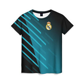 Женская футболка 3D с принтом Real Madrid Creative uniform , 100% полиэфир ( синтетическое хлопкоподобное полотно) | прямой крой, круглый вырез горловины, длина до линии бедер | fc | real madrid | реал мадрид | спорт | спортивные | фк | футбол | футбольный клуб