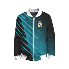 Детский бомбер 3D с принтом Real Madrid Creative uniform , 100% полиэстер | застегивается на молнию, по бокам два кармана без застежек, мягкие манжеты, по низу бомбера и на воротнике — эластичная резинка | fc | real madrid | реал мадрид | спорт | спортивные | фк | футбол | футбольный клуб