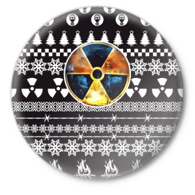 Значок с принтом S.T.A.L.K.E.R Ядерная Зима ,  металл | круглая форма, металлическая застежка в виде булавки | Тематика изображения на принте: stalker | зима | новогодние | новый год | радиация | сталкер | чернобыль