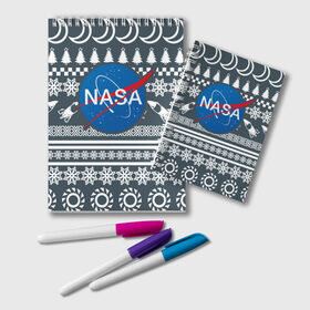 Блокнот с принтом Свитер NASA , 100% бумага | 48 листов, плотность листов — 60 г/м2, плотность картонной обложки — 250 г/м2. Листы скреплены удобной пружинной спиралью. Цвет линий — светло-серый
 | nasa | космос | логотип | наса | ракета
