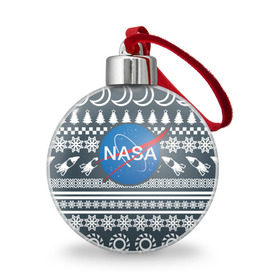 Ёлочный шар с принтом Свитер NASA , Пластик | Диаметр: 77 мм | Тематика изображения на принте: nasa | космос | логотип | наса | ракета