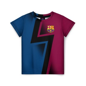 Детская футболка 3D с принтом FC Barca 2018 Creative uniform , 100% гипоаллергенный полиэфир | прямой крой, круглый вырез горловины, длина до линии бедер, чуть спущенное плечо, ткань немного тянется | fc | fc barcelona | fcb | барселона | спорт | спортивные | фк | футбол | футбольный клуб