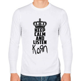 Мужской лонгслив хлопок с принтом Keep calm and listen Korn , 100% хлопок |  | korn | koяn | арвизу | дэвис | корн | коян | лузье | манки | уэлч | филди | филипп | хэд | шаффер