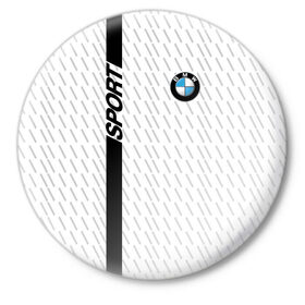 Значок с принтом BMW 2018 White Sport ,  металл | круглая форма, металлическая застежка в виде булавки | Тематика изображения на принте: bmw | автомобильные | бмв | машины