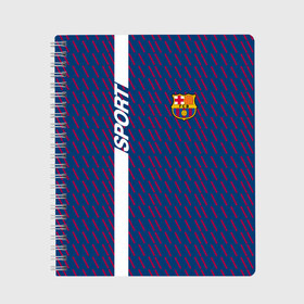 Тетрадь с принтом FC Barca 2018 Creative uniform , 100% бумага | 48 листов, плотность листов — 60 г/м2, плотность картонной обложки — 250 г/м2. Листы скреплены сбоку удобной пружинной спиралью. Уголки страниц и обложки скругленные. Цвет линий — светло-серый
 | Тематика изображения на принте: fc | fc barcelona | fcb | барселона | спорт | спортивные | фк | футбол | футбольный клуб