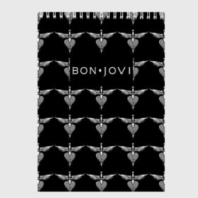 Скетчбук с принтом Bon Jovi , 100% бумага
 | 48 листов, плотность листов — 100 г/м2, плотность картонной обложки — 250 г/м2. Листы скреплены сверху удобной пружинной спиралью | bon | jovi | бон | джови