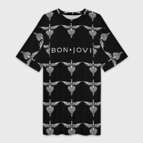 Платье-футболка 3D с принтом Bon Jovi ,  |  | bon | jovi | бон | джови