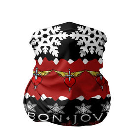 Бандана-труба 3D с принтом Праздничный Bon Jovi , 100% полиэстер, ткань с особыми свойствами — Activecool | плотность 150‒180 г/м2; хорошо тянется, но сохраняет форму | Тематика изображения на принте: bon | jovi | бон | группа | джови | новогодний | новый год | праздник | рождество | рок | снежинки