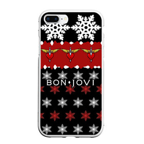 Чехол для iPhone 7Plus/8 Plus матовый с принтом Праздничный Bon Jovi , Силикон | Область печати: задняя сторона чехла, без боковых панелей | bon | jovi | бон | группа | джови | новогодний | новый год | праздник | рождество | рок | снежинки
