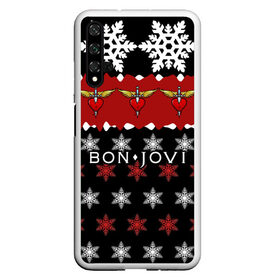 Чехол для Honor 20 с принтом Праздничный Bon Jovi , Силикон | Область печати: задняя сторона чехла, без боковых панелей | bon | jovi | бон | группа | джови | новогодний | новый год | праздник | рождество | рок | снежинки