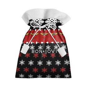 Подарочный 3D мешок с принтом Праздничный Bon Jovi , 100% полиэстер | Размер: 29*39 см | Тематика изображения на принте: bon | jovi | бон | группа | джови | новогодний | новый год | праздник | рождество | рок | снежинки