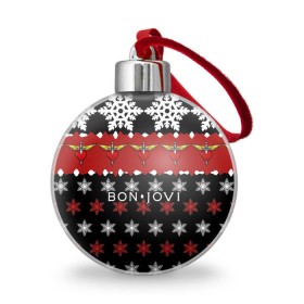 Ёлочный шар с принтом Праздничный Bon Jovi , Пластик | Диаметр: 77 мм | Тематика изображения на принте: bon | jovi | бон | группа | джови | новогодний | новый год | праздник | рождество | рок | снежинки