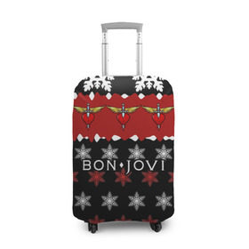 Чехол для чемодана 3D с принтом Праздничный Bon Jovi , 86% полиэфир, 14% спандекс | двустороннее нанесение принта, прорези для ручек и колес | Тематика изображения на принте: bon | jovi | бон | группа | джови | новогодний | новый год | праздник | рождество | рок | снежинки