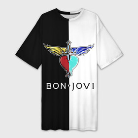 Платье-футболка 3D с принтом Bon Jovi ,  |  | bon | jovi | бон | бон джови | джови | рок группа