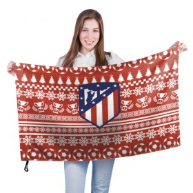 Флаг 3D с принтом Атлетико Мадрид Новогодний , 100% полиэстер | плотность ткани — 95 г/м2, размер — 67 х 109 см. Принт наносится с одной стороны | 
