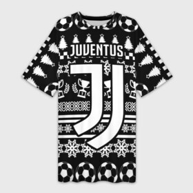 Платье-футболка 3D с принтом JUVENTUS   ЮВЕНТУС НОВОГОДНИЙ ,  |  | fc | juventus | спорт | спортивные | фк | футбол | футбольный клуб | ювентус