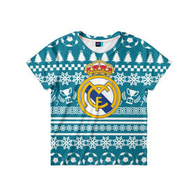 Детская футболка 3D с принтом Ronaldo 7 Новогодний , 100% гипоаллергенный полиэфир | прямой крой, круглый вырез горловины, длина до линии бедер, чуть спущенное плечо, ткань немного тянется | Тематика изображения на принте: fc | real madrid | реал мадрид | спорт | спортивные | фк | футбол | футбольный клуб