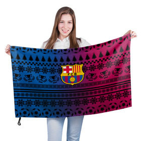 Флаг 3D с принтом FC Barca Новогодний , 100% полиэстер | плотность ткани — 95 г/м2, размер — 67 х 109 см. Принт наносится с одной стороны | fc | fc barcelona | fcb | барселона | спорт | спортивные | фк | футбол | футбольный клуб