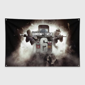 Флаг-баннер с принтом Tom Clancy Rainbow Six Siege , 100% полиэстер | размер 67 х 109 см, плотность ткани — 95 г/м2; по краям флага есть четыре люверса для крепления | 6 | rainbow six | siege | война | игра | оружие | осада | шутер