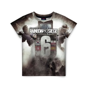 Детская футболка 3D с принтом Tom Clancy Rainbow Six Siege , 100% гипоаллергенный полиэфир | прямой крой, круглый вырез горловины, длина до линии бедер, чуть спущенное плечо, ткань немного тянется | 6 | rainbow six | siege | война | игра | оружие | осада | шутер