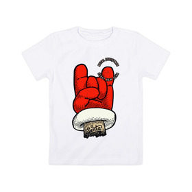 Детская футболка хлопок с принтом Metal Christmas Heavy New Year , 100% хлопок | круглый вырез горловины, полуприлегающий силуэт, длина до линии бедер | 