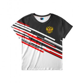 Детская футболка 3D с принтом RUSSIA - Black and White , 100% гипоаллергенный полиэфир | прямой крой, круглый вырез горловины, длина до линии бедер, чуть спущенное плечо, ткань немного тянется | russia | герб | россия