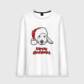 Мужской лонгслив хлопок с принтом Собака Санта , 100% хлопок |  | christmas | dog | holiday | new year | santa claus | santa hat | snow | snowflakes | winter | дед мороз | зима | новый год | праздник | рождество | санта клаус | снег | снежинки | собака | шапка