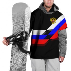 Накидка на куртку 3D с принтом RUSSIA - Black Collection , 100% полиэстер |  | russia | герб | россия | триколор | флаг