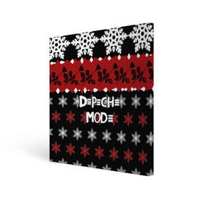 Холст квадратный с принтом Праздничный Depeche Mode , 100% ПВХ |  | depeche mode | вестник моды | депеш мод | дэйв гаан | мартин гор | новогодний | новый год | рождество | роза | снежинки | энди флетчер