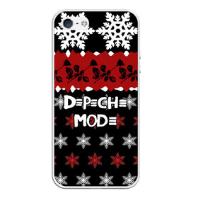 Чехол для iPhone 5/5S матовый с принтом Праздничный Depeche Mode , Силикон | Область печати: задняя сторона чехла, без боковых панелей | depeche mode | вестник моды | депеш мод | дэйв гаан | мартин гор | новогодний | новый год | рождество | роза | снежинки | энди флетчер