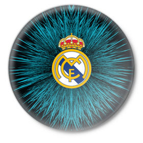 Значок с принтом Real Madrid 2018 Abstract ,  металл | круглая форма, металлическая застежка в виде булавки | Тематика изображения на принте: fc | real madrid | реал мадрид | спорт | спортивные | фк | футбол | футбольный клуб