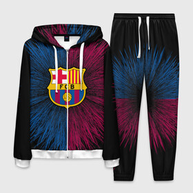 Мужской костюм 3D с принтом FC Barca 2018 Creative uniform , 100% полиэстер | Манжеты и пояс оформлены тканевой резинкой, двухслойный капюшон со шнурком для регулировки, карманы спереди | fc | fc barcelona | fcb | барселона | спорт | спортивные | фк | футбол | футбольный клуб