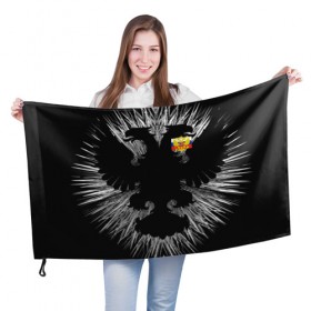 Флаг 3D с принтом RUSSIA - Black Collection , 100% полиэстер | плотность ткани — 95 г/м2, размер — 67 х 109 см. Принт наносится с одной стороны | герб | россия | флаг